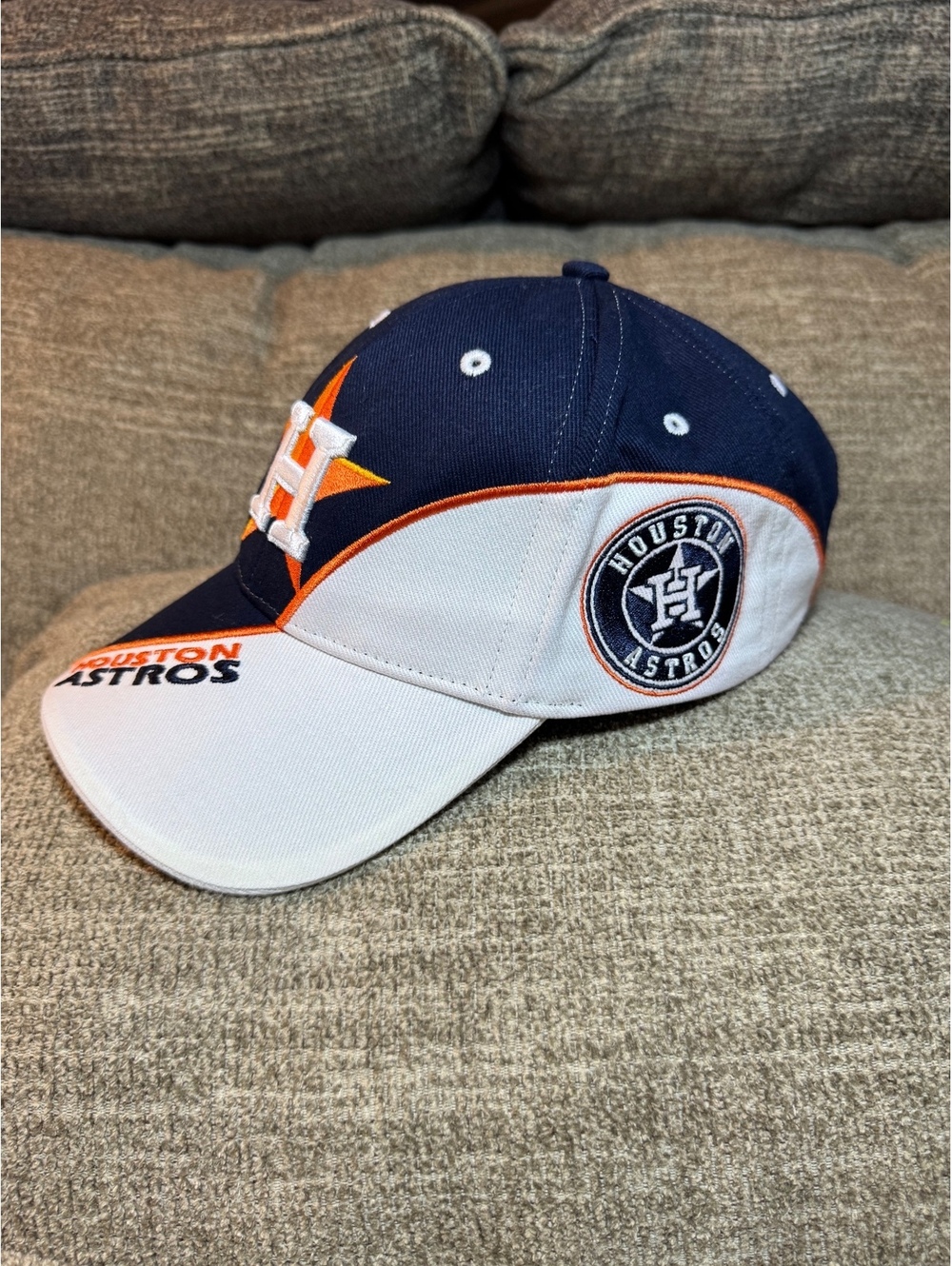 Houston Astros '47 Brand Adjustable Hat - Navy Blue/White Colorblock - Picture 3 of 12